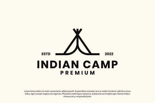 Indian home camp lines culture logo design vector icon symbol illustration