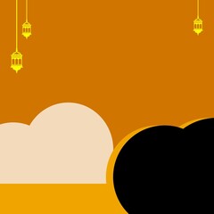 Yellow and black color gradient banner background design with lantern light