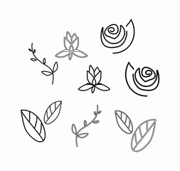 set of black and white icons