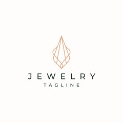 Luxurious jewelry with line art style logo icon design template. Elegant, gold, flat vector - obrazy, fototapety, plakaty