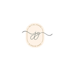 J G JG Initial handwriting logo template vector