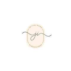 J I JI Initial handwriting logo template vector
