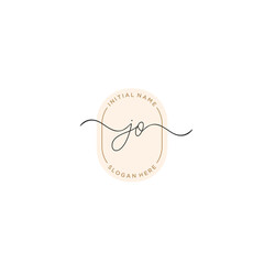 J O  JO Initial handwriting logo template vector