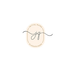 J Q JQ Initial handwriting logo template vector