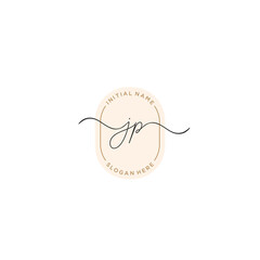 J P JP Initial handwriting logo template vector