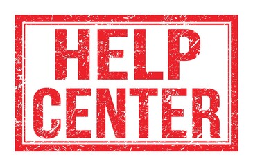 HELP CENTER, words on red rectangle stamp sign