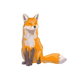 abstract fluffy fox portrait, vector illustration with beautiful forest animal, artwork