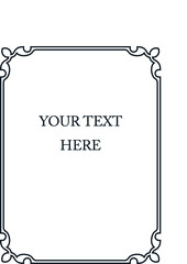 Vector border frame. Background or whiteboard. Simple rectangular billboard, poster, card, plaque, signboard, sticker, or label 