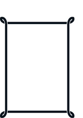 Vector rope border frame. Background or book page. Simple rectangular billboard, poster, card, plaque, signboard, sticker, or label 