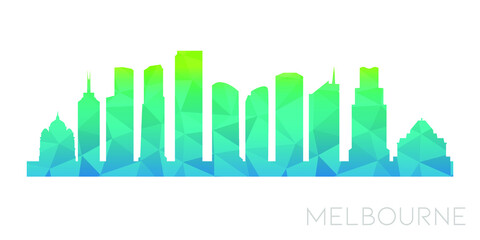 Fototapeta premium Melbourne VIC, Australia Low Poly Skyline Clip Art City Design. Geometric Polygon Graphic Horizon Icon. Vector Illustration Symbol.