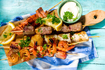 BBQ grilled fish and seafood