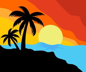 great sunset beach background design