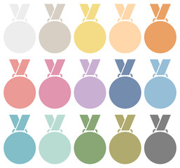 Set Fünfzehn Grafische Medaillen Retrofarben