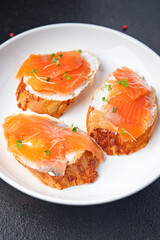 salmon sandwich smorrebrod fish open sandwich seafood fresh meal food diet snack on the table copy space food background 