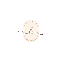 K I KI Initial handwriting logo template vector