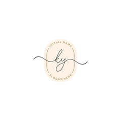 K Y KY Initial handwriting logo template vector