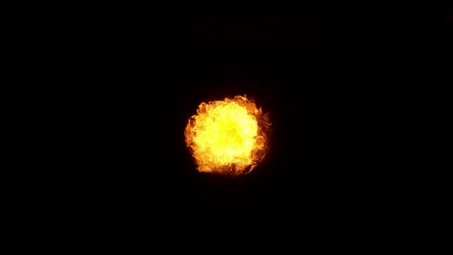 Super Slow Motion Shot of Fireball Explosion Towards the Camera Isolated on Black at 1000fps.