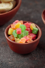 Dried Sweet Fruits on a dark background