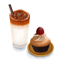 ダルゴナコーヒーとケーキ　コーヒーブレイク　Dalgona Coffee

