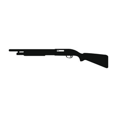 Silhouette illustration of shotgun isolated on white background. vector icon of hand gun