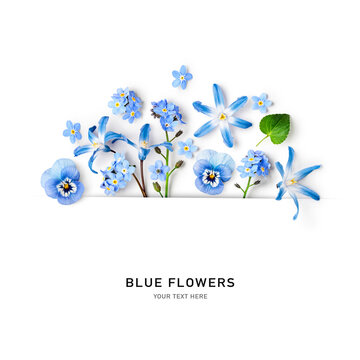 Blue Flowers Creative Composition And Layout.