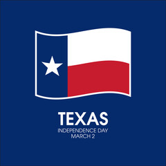 Texas Independence Day vector. Waving texas flag icon vector isolated on a blue background. March 2, important day