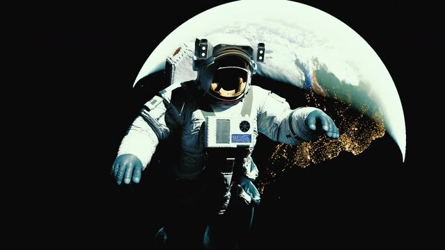 Astronaut oof the earth in open space