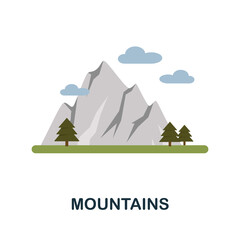Fototapeta na wymiar Mountains flat icon. Colored element sign from nature collection. Flat Mountains icon sign for web design, infographics and more.