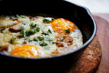 close up of Pan Fried Egg with Toppings