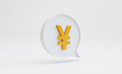Golden of Yuan or Yen sign inside of white text box , Yuan and Yen currency are the main currency exchange and money transfer from China and Japan countries concept by 3d render.