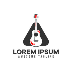guitar music instrument logo. fit for music logo template. vector illustration flat color style