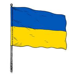 Ukraine flag illustration - vintage like drawing of two colour flag.