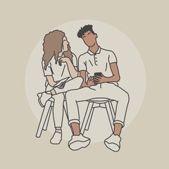 a woman and a man who are relaxing while telling stories