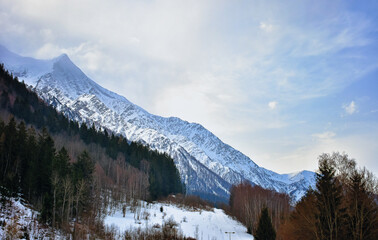 snow covered mountains