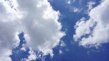The beautiful summer sky view with the white clouds and blue sky in the sky