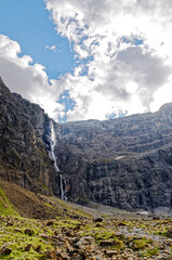 Gavarnie circus waterfall in summer