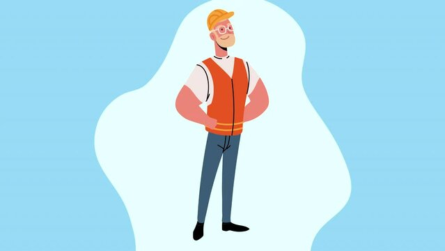builder male worker character animation