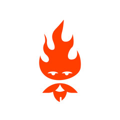 Fire face gentleman logo. Flame man with hair and beard icon logo vector illustration