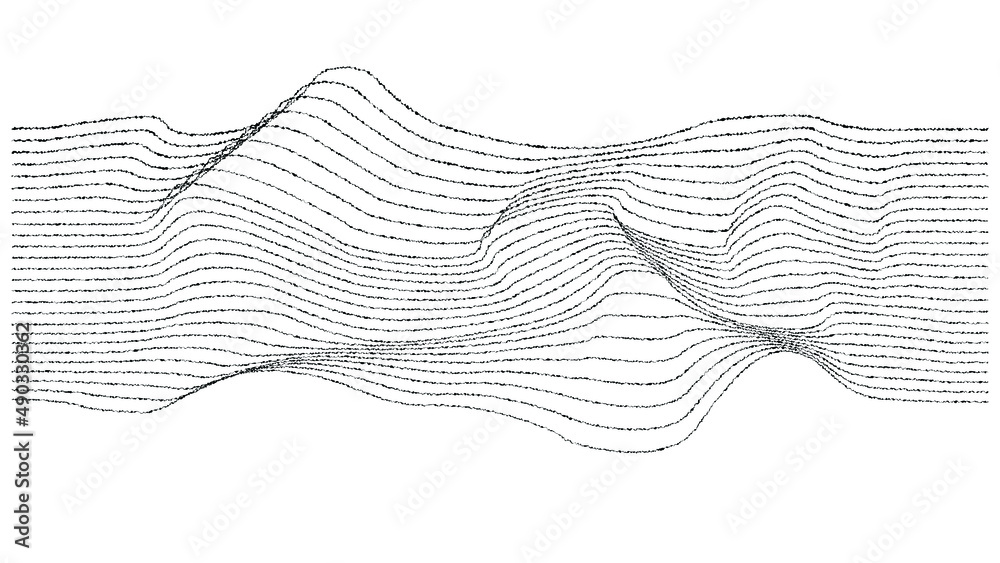 Poster glitch effect . distorted speed lines .abstract flow lines background . fluid wavy shape .rough edge