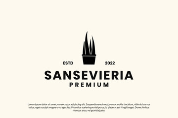 Plant sansevieria logo design vector