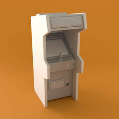 Arcade Stand Up Player Cabinet, Vintage Retro Arcade Game Machine, 3d Rendering