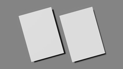 3D rendered illustration of white paper mockup separated from background with realistic lighting