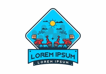 a couple of scooter flat illustration