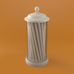 White Straw Dispenser in Orange Background, 3d Rendering