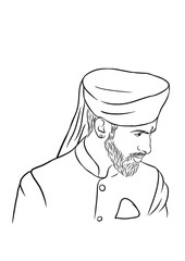 Sketch of a man wearing turban.