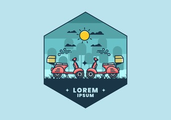 a couple of scooter flat illustration