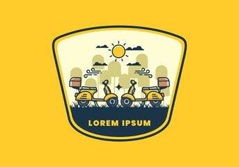 a couple of scooter flat illustration