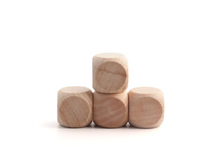 Wooden block cubes on white background, Empty space for business idea templates and banners.