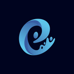 Letter s water wave logo design