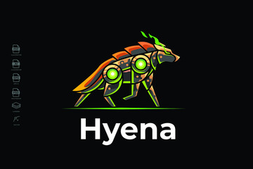 Modern Mecha Robotic Hyena Logo Design Template